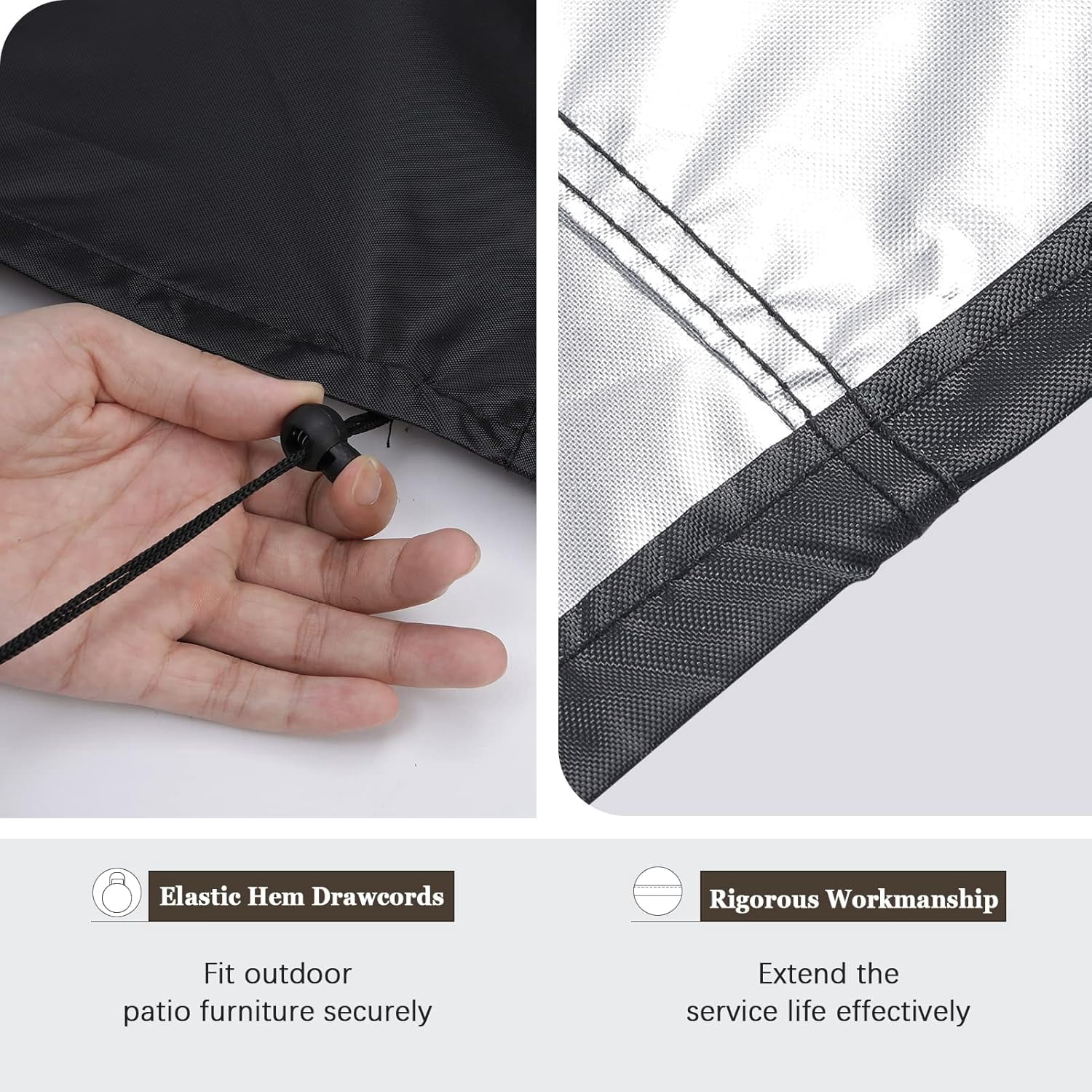 Patio Outdoor Chaise Lounge Cover Waterproof, Lounge Chair Covers Waterproof Outdoor Durable Patio Furniture Covers, Black, 1 Pack