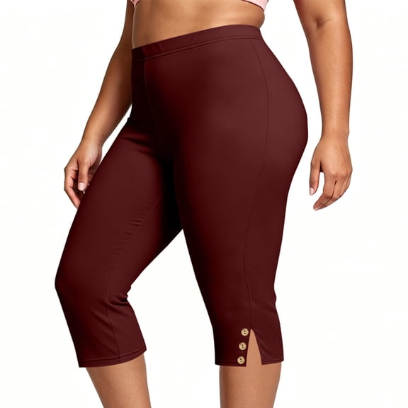 Luvrsol Capris Pants for Women Plus Size Slimming Skinny 4-Way Stretch Tight Fit Daily Casual Leggings L-5XL