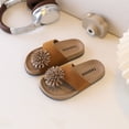 thumbnail image 2 of Tigivemen Toddler Sandals for Kids Girls Rhinestone Flower Flip Flops Stylish Open Toe Sandal Summer Beach Thong Sandals Khaki Size 8, 2 of 7