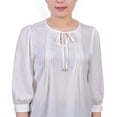 thumbnail image 2 of NY Collection Womens Pleated Peplum Blouse, White, Petite, P/PS, 2 of 3