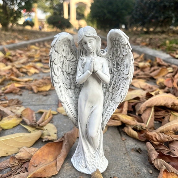 1pc Resin Angel Garden Statues Praying Angel Sculpture, Yard Garden Decoration Indoor Resin Craft Art Decor Home Sculpture Souvenir Party Accessories Religious Garden Antique Stone