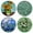 Set of 4 Sunflowers Blue By Van Gogh + Almond Blos, variant on CARIBOU Drink Round Fabric Felt Neoprene Coasters Set of 4pcs, Irises Vincent Van Gogh + Gustav Klimt Flower Garden + Van Gogh Mulberry + The Pink Peach Tree By Vincent Van Gogh