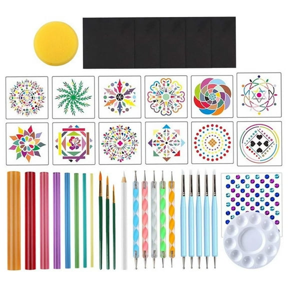 42Pcs Mandala Dot Painting Tools Kit, Mandala Rock Dotting Set, Paint Tray, Mandala Rock Painting Kit for Glass Wall Home Decor Art Projects
