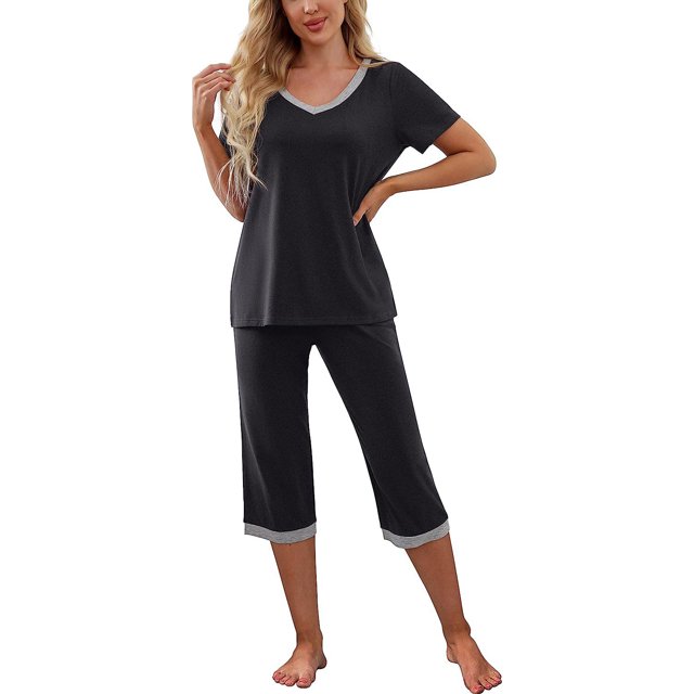 Pijamas para mujer, ropa de dormir, camiseta de manga corta y pantalón de pijama largo