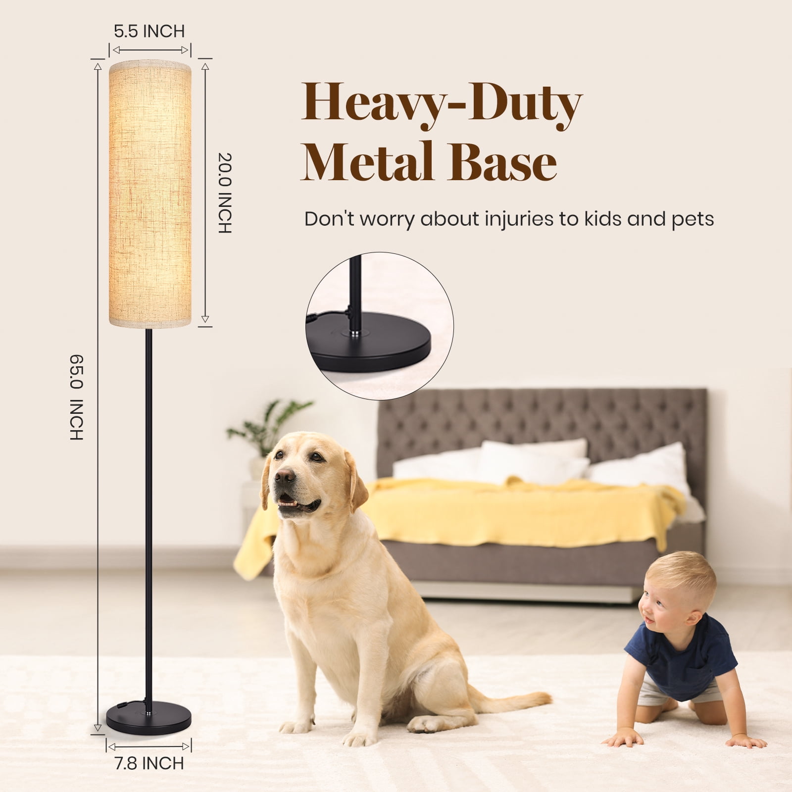 Floor Lamp for Bedroom Living Room Office with Remote Control Modern Living Room LED 4 Color Temperature & Stepless Dimmer, Standing Elegant Lamp 3000k-7000k