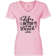thumbnail image 3 of Inktastic Life is Better at the Beach with Sunshine Seashell and Palm Trees Women's V-Neck T-Shirt, 3 of 5