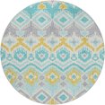 thumbnail image 2 of Addison Rugs Dream Shag Premium Machine Washable Transitional Tribal, Boho Aqua Round Rug, 8' x 8', 2 of 8