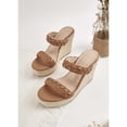 thumbnail image 2 of Women  wedge-shaped thick soled sandals with double straps woven slippers, summer cute slippers, beach vacation sandals, 2 of 3