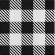75-Count Black Gingham Disposable Paper Party Napkins, White Buffalo Plaid, Dinner Size