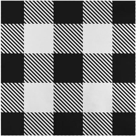 75-Count Black Gingham Disposable Paper Party Napkins, White Buffalo Plaid, Dinner Size