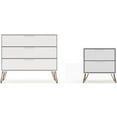 thumbnail image 1 of Manhattan Comfort Commode et Table de Chevet Rockefeller en Bois Blanc Cassé, 1 of 13