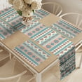 thumbnail image 2 of Ambesonne Tribal Table Runner & Placemats, Aztec Art Style, Placemat 4 pcs + Runner 12"x72", Cream Aqua and Peach, 2 of 2