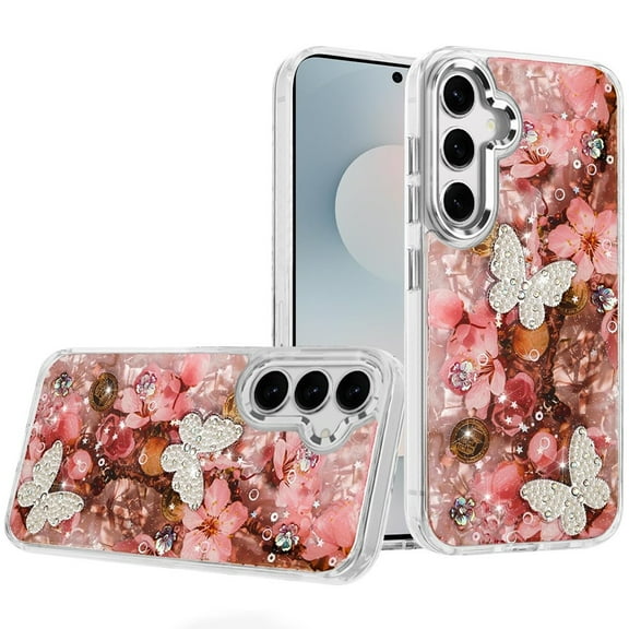 For Samsung s25 FE Epoxy Glitter Butterfly Ornaments Design HQ Metal Buttons Hybrid - 4