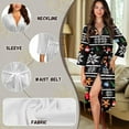 thumbnail image 6 of Yuyamidu Christmas Robe Womens Long Sleeve Robes Gingerbread Man Bathrobe Snowflake Nightgowns Size M Comfy Pajamas Sleepwear Black Dressing Gown with Waist Belt, 6 of 7