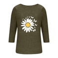 thumbnail image 3 of Maplenight T Shirts for Women Ribbed Knit 3/4 Sleeve Shirts Casual Crewneck Floral Graphic Tee Tops Fall Tunic Blouses, 3 of 5