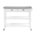 thumbnail image 6 of Convenience Concepts French Country 3 Tier Stainless Steel Kitchen Cart with Drawers, Stainless Steel/White, 6 of 10