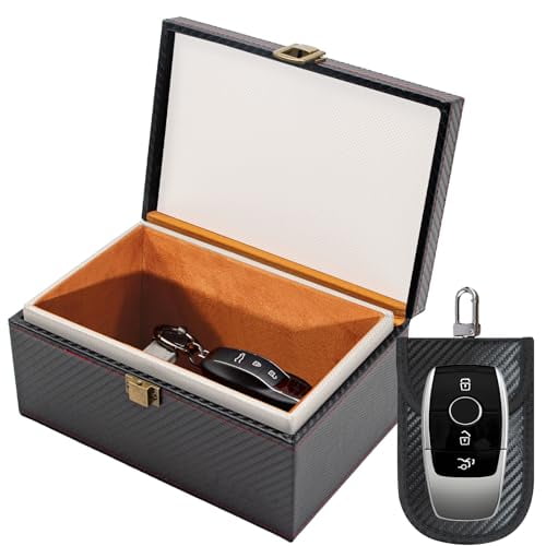 Faraday Box for Car Keys,Faraday Key Fob Protector Box,Anti Theft Car Keys Faraday Cage,Keyless Entry Protector Faraday Pouch for Key fob,RFID Signal Blocking Box(Black,S)