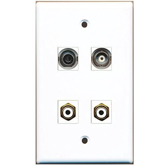 RiteAV - 2 Port RCA White 1 Port 3.5mm 1 Port BNC Wall Plate
