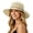 Khaki, variant on Women's Striped Woven Straw Sun Hat, UPF 50+ Wide Brim Hat With Faux Leather Band for Vacation Outfits, Beach Travel & Casual Outdoor Wear Beige One Size