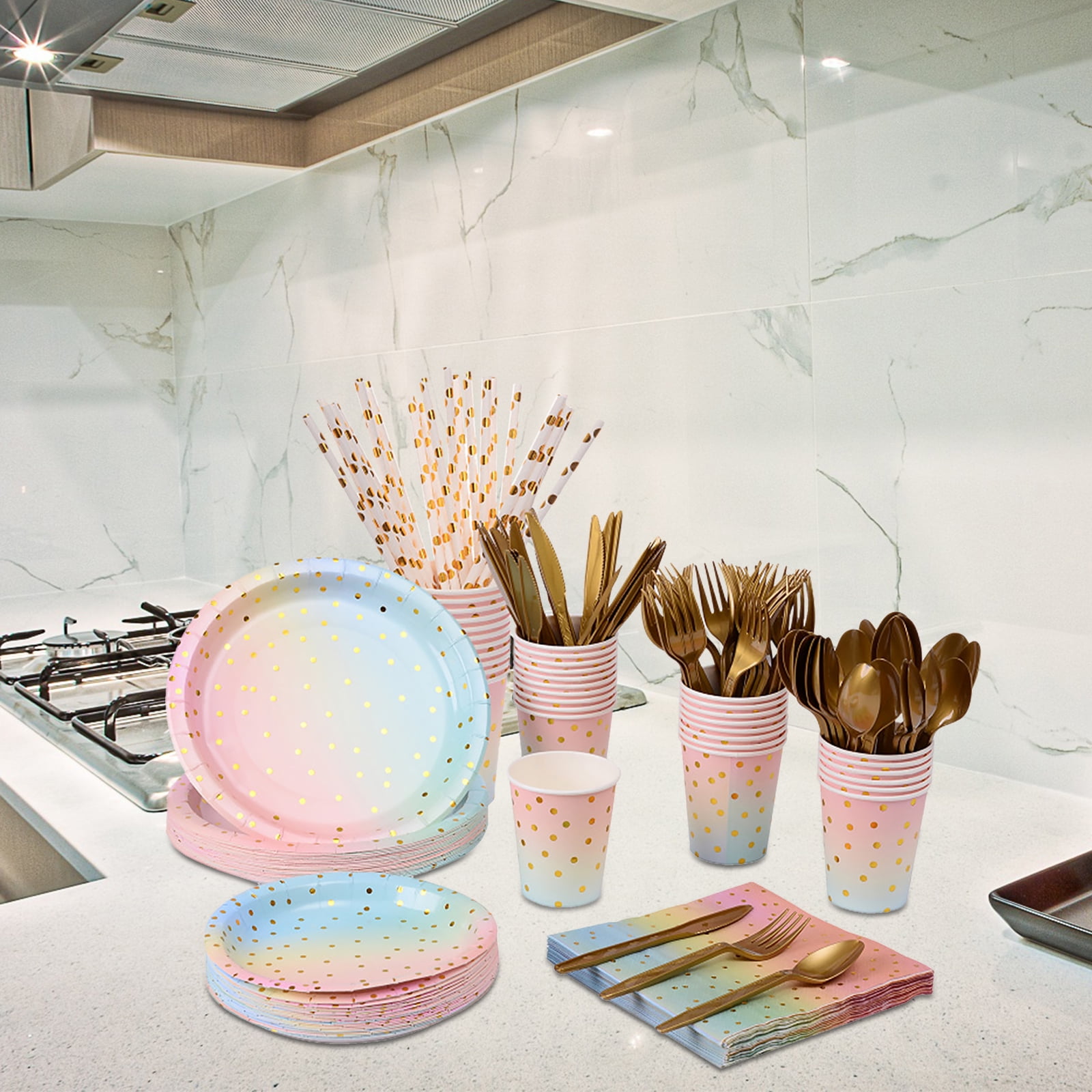 PYAILI Anniversaire Vaisselle De Fete 121 Pièces Vert Foncé Party Assiettes En Papier Set Assiettes De Fête Papier Tasses Serviettesr, Pour Barbecue Les Fêtes Les Pique-niques -24 Invités