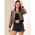 thumbnail image 3 of INSPIRE CHIC Blouson Bomber Court à Paillettes pour Femme, Manches Longues, Fermeture Éclair, Or, TP, 3 of 6