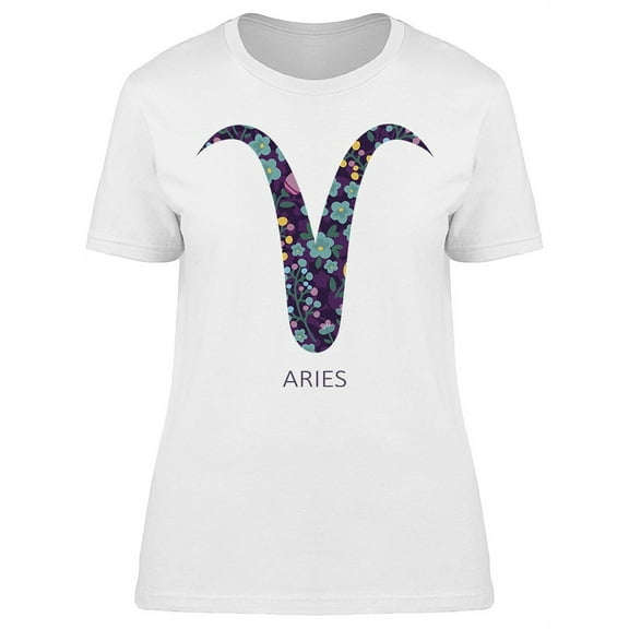 Zodiac Sign Aries Floral T-Shirt Women -Image by Shutterstock, Female x-Large