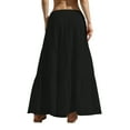 thumbnail image 5 of VBTAPA Women's Tiered Maxi Skirts Drawstring Elastic Waist A-Line Skirt Summer Casual Beach Flowy Swing Long Skirts Black L, 5 of 6