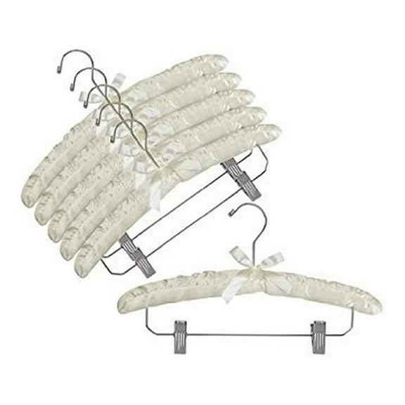 Padded Hangers with Clips - 6 Pack - Lingerie & Delicate Clothing Hangers - Non-Slip Velvet Hangers - 15 Inch - Closet Organizers
