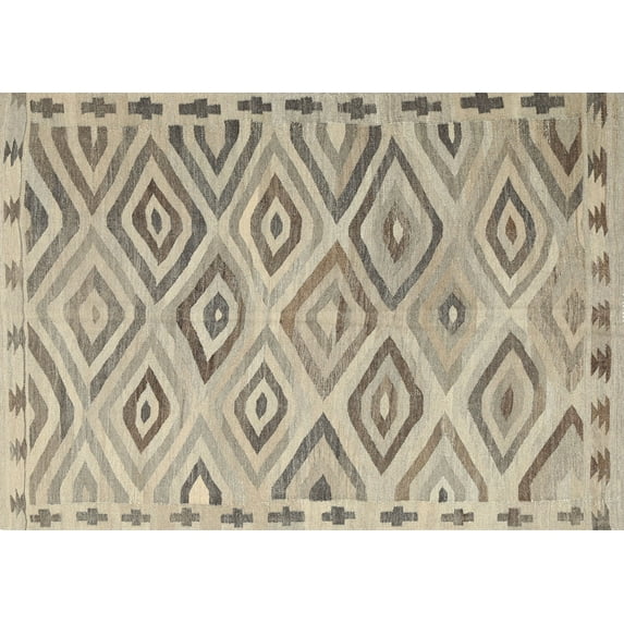 Ahgly Company Indoor Rectangle Contemporary Khaki Green Southwestern Area Rugs, 7' x 9'