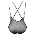 thumbnail image 3 of Curve Muse Women's Lingerie Lace Babydoll V Neck One Piece Mesh Bodysuit Nightwear-BLACK-M, 3 of 4