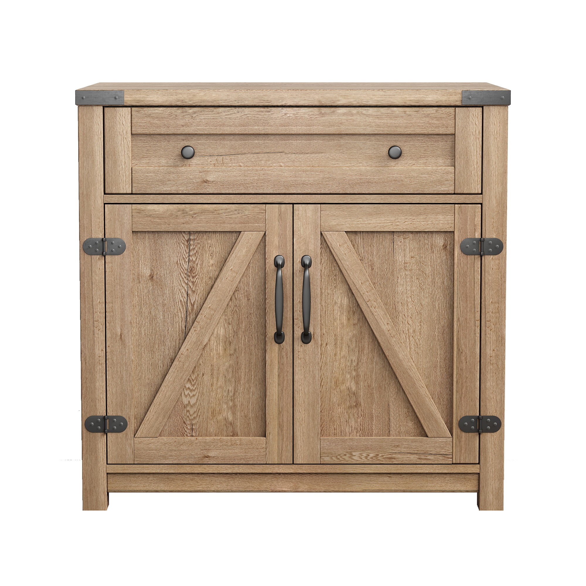 Kadyn 31.50" Modern Farmhouse Double Barn Door Accent Cabinet, Light Brown Sideboard for Living Room