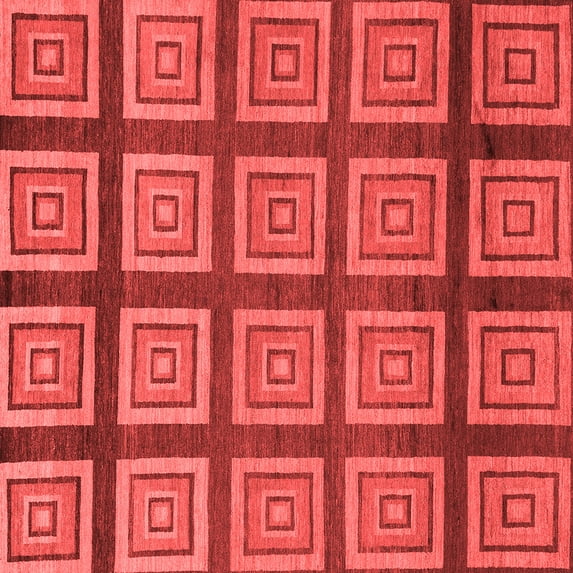 Ahgly Company Indoor Square Abstract Red Modern Area Rugs, 3' Square