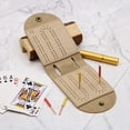 thumbnail image 3 of Travel Cribbage Board Leather Cribbage Board Game Set with 2 Track Layout 4 Pegs, 3 of 4