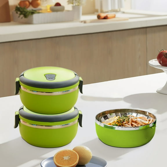 Stainless Steel Insulated Lunch Box, 700ml Circular Bento Container for Office Workers & Students, Portable Meal Prep Container with Fresh-Keeping Design