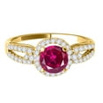 thumbnail image 2 of Aonejewelry 1.15 Ct. Halo Ruby and Diamond Engagement Ring In 14k Yellow Gold, 2 of 4