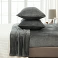 thumbnail image 3 of Great Bay Home Solid Velvet Plush Warm and Cozy Fleece Sheet Set (King, Dark Grey), 3 of 6