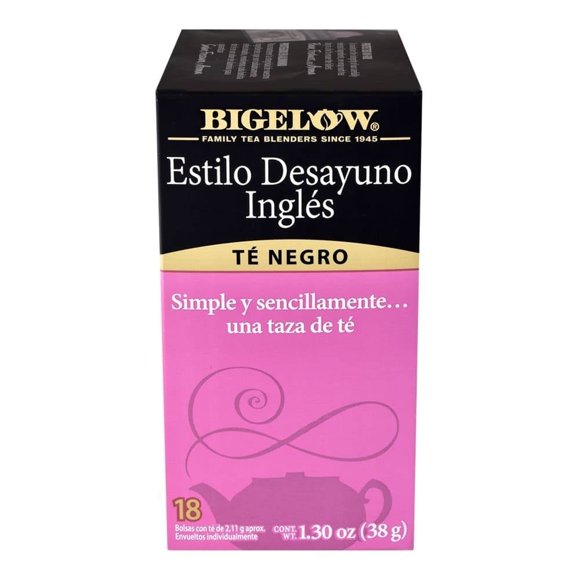 Té Bigelow negro estilo desayuno inglés 18 sobres 38 g