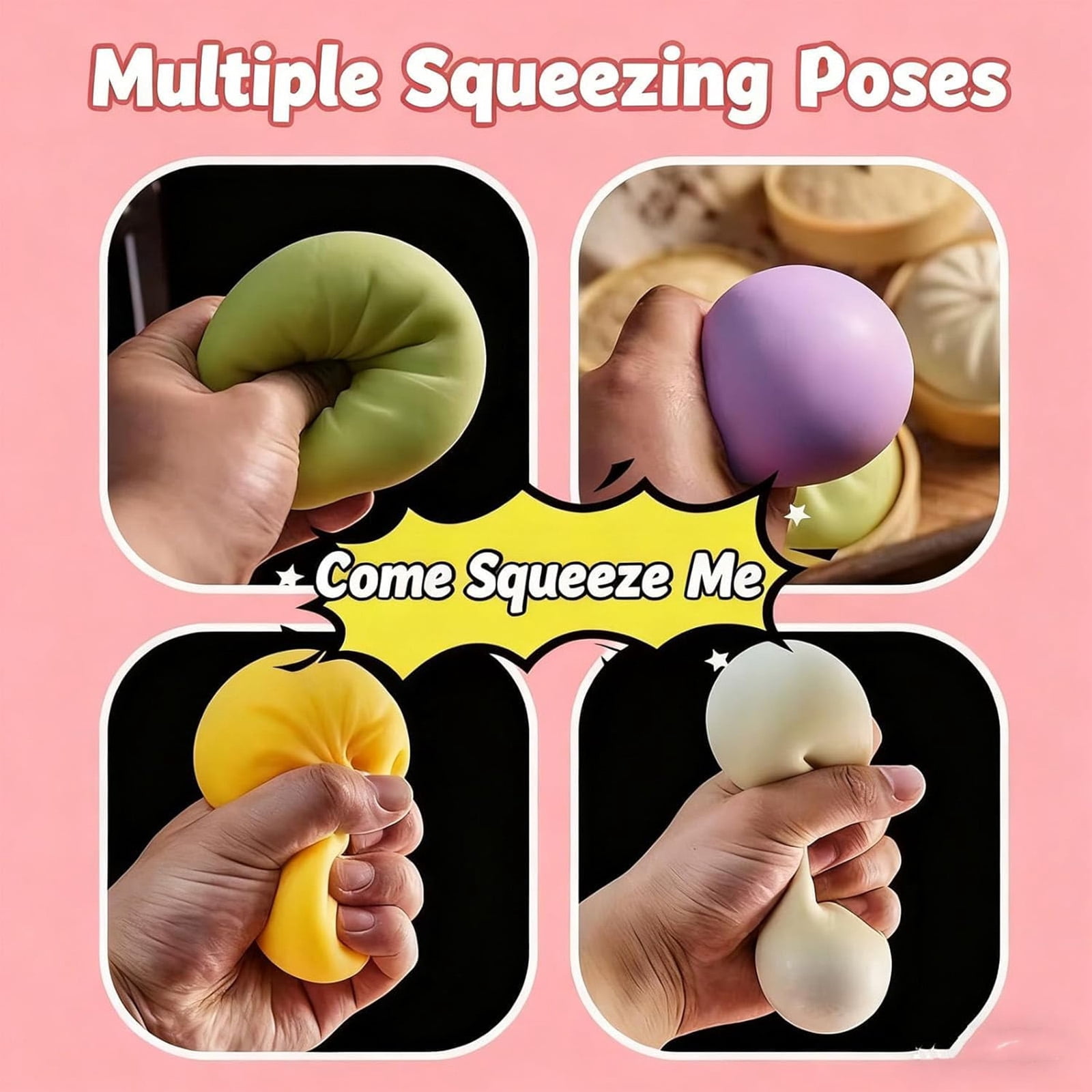 2026 Giant Dumpling Squeeze Mystery with Boxs, Daily Office Home Colorful Dumpling Stress Balls, Rainbow Goodie Bag Fillers Basket, Squeeze Decompression Dough Adults Sensory Fidget Toys