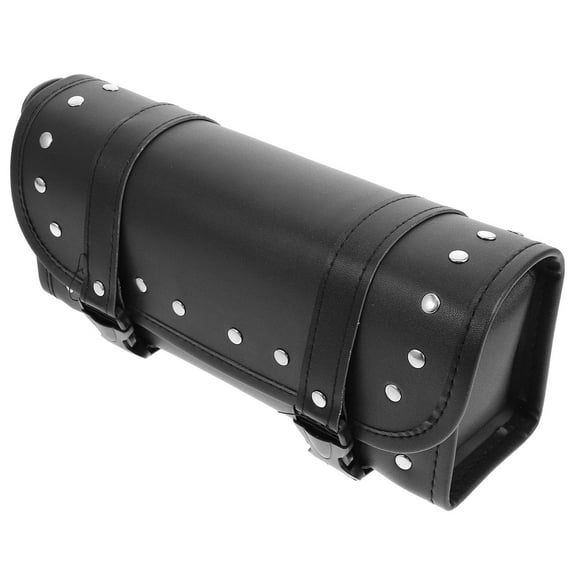 Raindrops Black Leather Rectangular Motorcycle Tool Bag 1Pcs Waterproof Handlebar Storage Bag