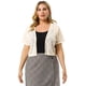 thumbnail image 3 of Women's Plus Size Shrug Cardigan Lace Allover Open Front Short Sleeve Crop Bolero Jacket Beige 4X, 3 of 7