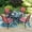 Black & Red, variant on MF Studio 5-Piece Outdoor Patio Dining Set with Metal Steel Square Table & Textilene Chairs for 4-Person, Black & Brown