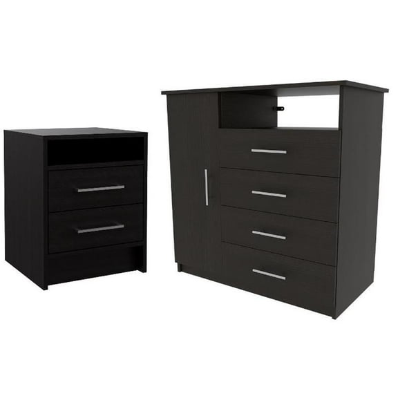 Home Square 2-Piece Set with Wood Nightstand and 4 Drawer Dresser