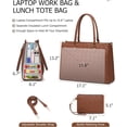 thumbnail image 3 of Lunch Tote Bag for Women, Vegan Leather 15.6" Laptop Bag with Insulated Compartment Quilted Purse for Work Teacher, 3 of 6