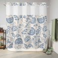 thumbnail image 6 of No Hook Shower Curtain, Blue Paisley Shower Curtains for Bathroom with See Through Top Window, Vintage Boho Flower Botanical Leaf Branch Waterproof & Washable Bath Curtain Long 72"x78", 6 of 9