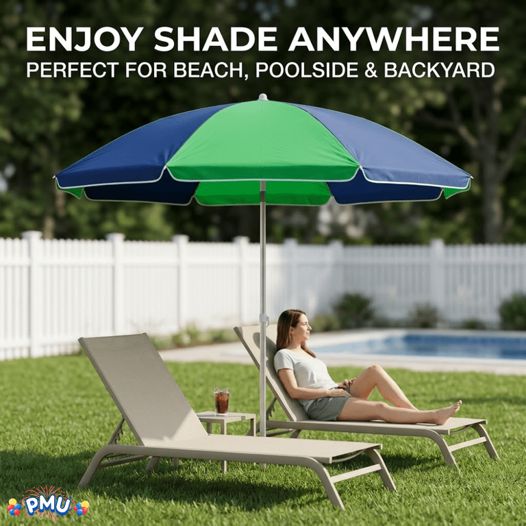 6 ft green patio umbrella Boho Beach With Fringe Fan Pattern 6ft Umbrella UPF50+ Table Umbrella Heavy Duty With Tilt Portable Pool Umbrella 1.26in Wood Pole Holiday Outdoor Tassel Umbrella For Backyard providing roomy 6 feet of shaded area GAWEZA 9 ft. x 6