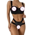 thumbnail image 2 of Pijama de encaje floral Gibobby Conjunto de lencería Sexy negro S, 2 of 5