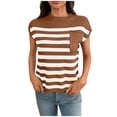 thumbnail image 2 of Sevevn Women's Casual Round-Neck Solid Color T-shirt Short Sleeved Top Brown M Deal of the Week, 2 of 7