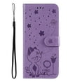 thumbnail image 4 of SaniMore for Samsung Galaxy A13 5G 6.5" 2021 Case, PU Leather Skin with Embossed Cat Flip Magnetic Cover Card Slots Kickstand Detachable Lanyard Full Around Wallet Case for Galaxy A13 5G, Purple, 4 of 9