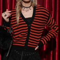 thumbnail image 5 of SWSMCLT Women's Long Sleeve Cardigan Sweater Oversized Button Coat Halloween Stripe Lightweight Winter V Neck Knit Orange X-Large, 5 of 5