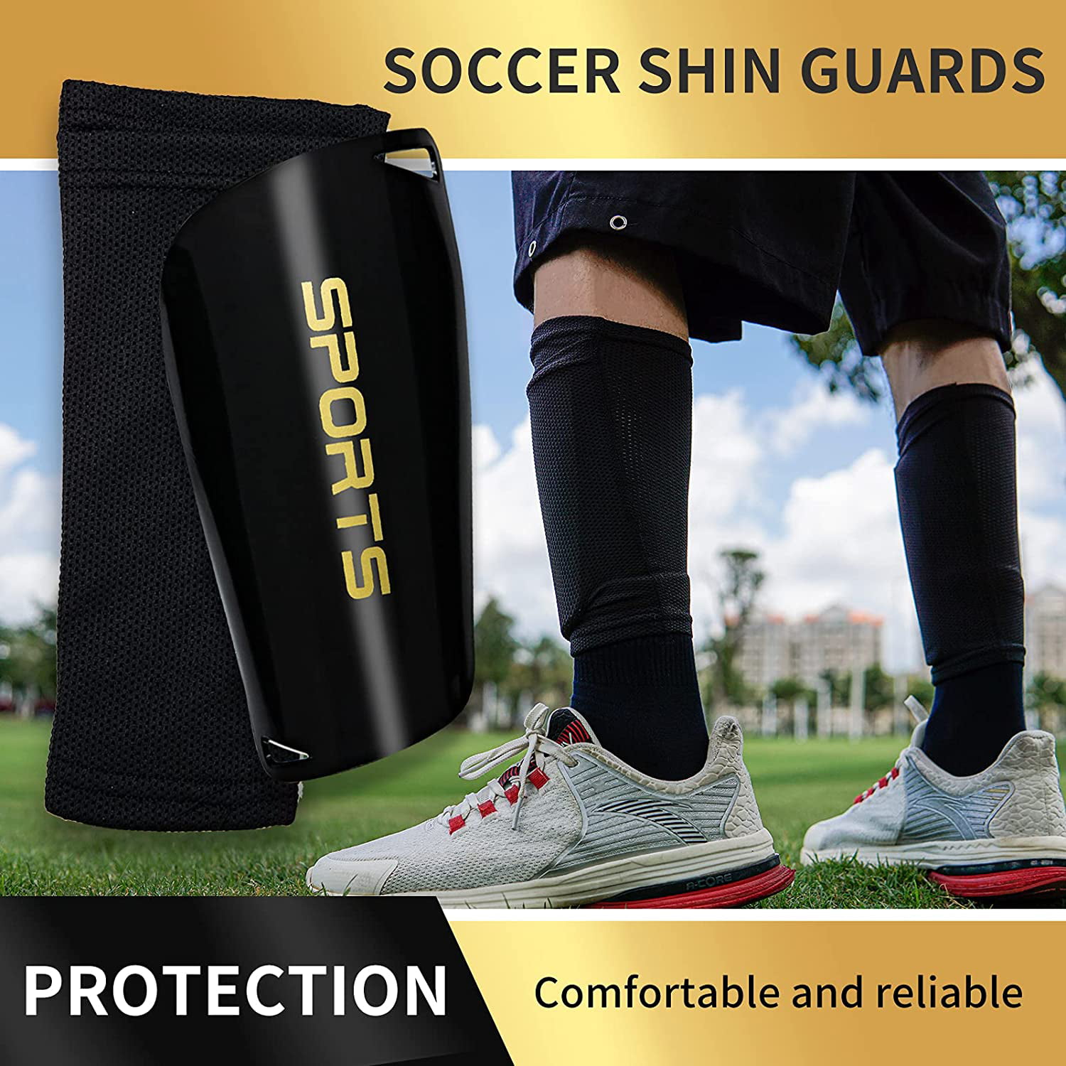 Kids Youth Shin Guard Socks for Footb... Soccer Shin Guards Football Shin Pads 